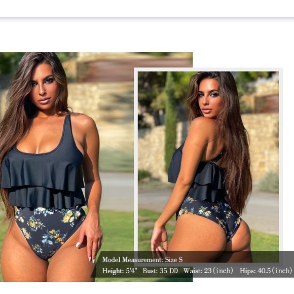 NWT🍀RELLECIGA Women’s High Waist Ruffled Flounce One Piece Swimwear - Picture 1 of 15